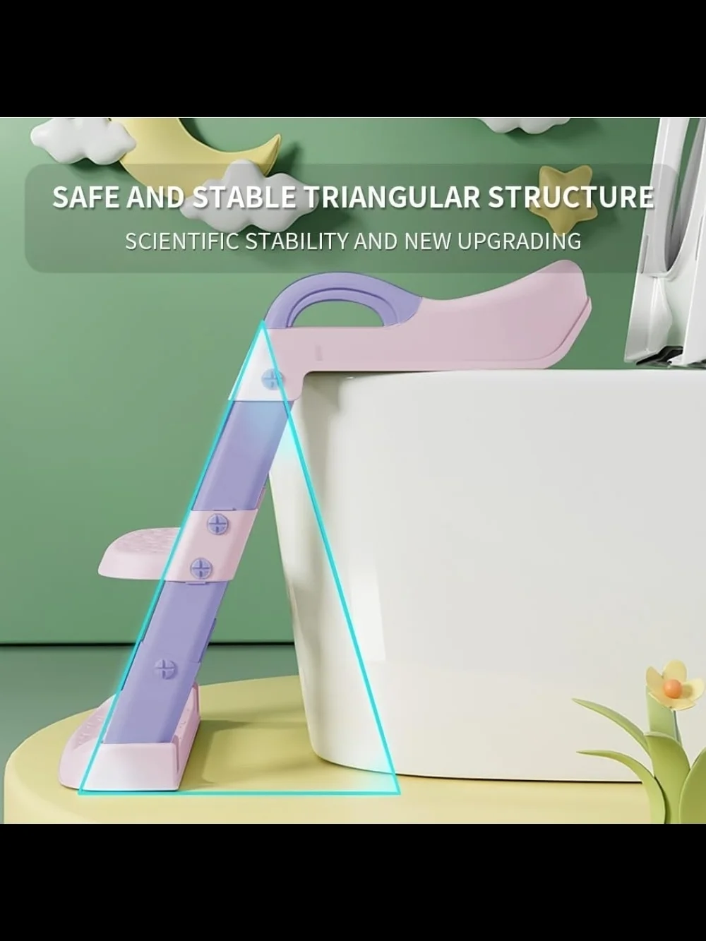 Foldable Potty Training Toilet Seat With Step Stool Ladder - Adjustable Height
